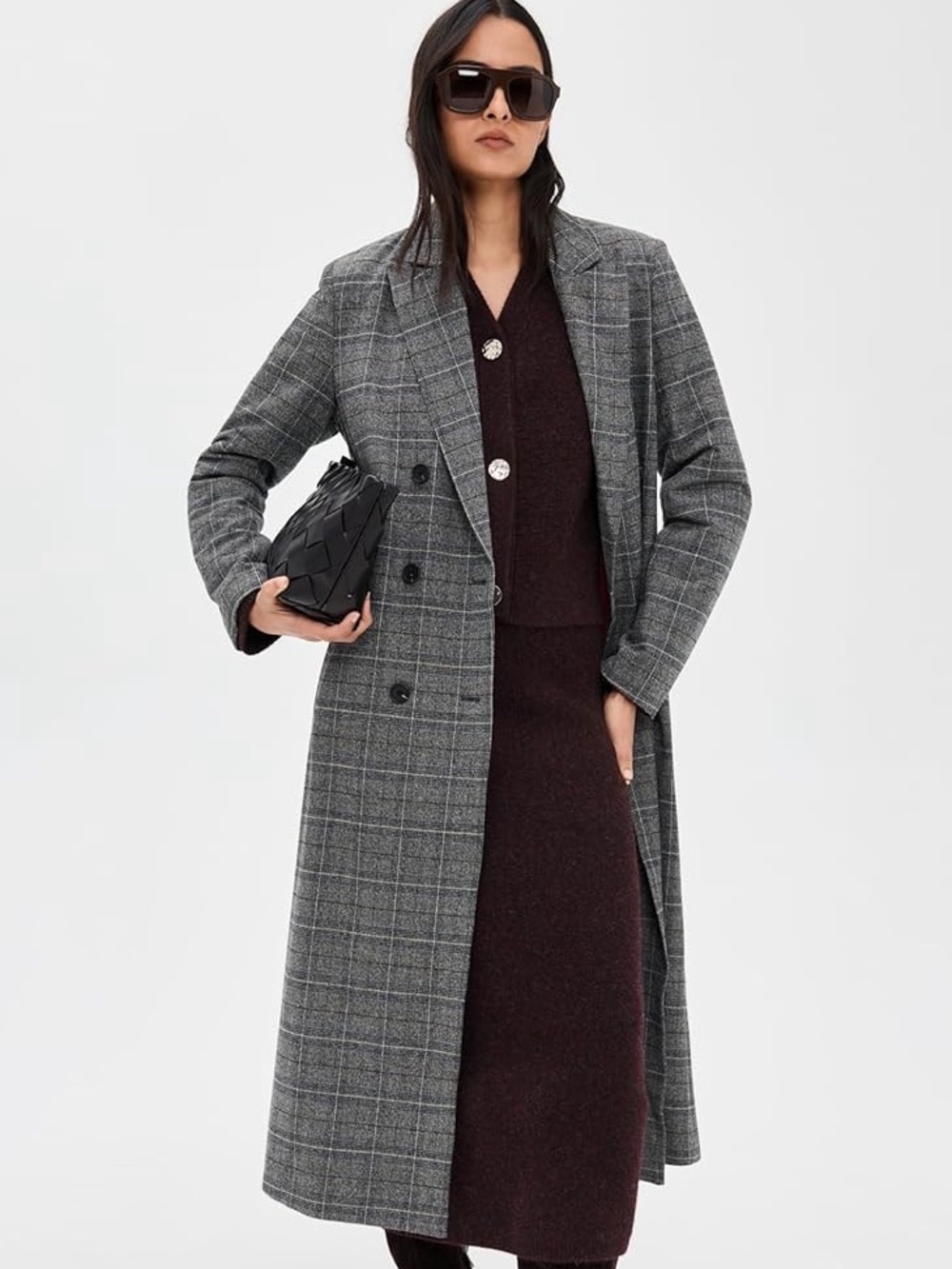 LE BOP Gia Blazer Jacket in Blue Gray Plaid Size Small